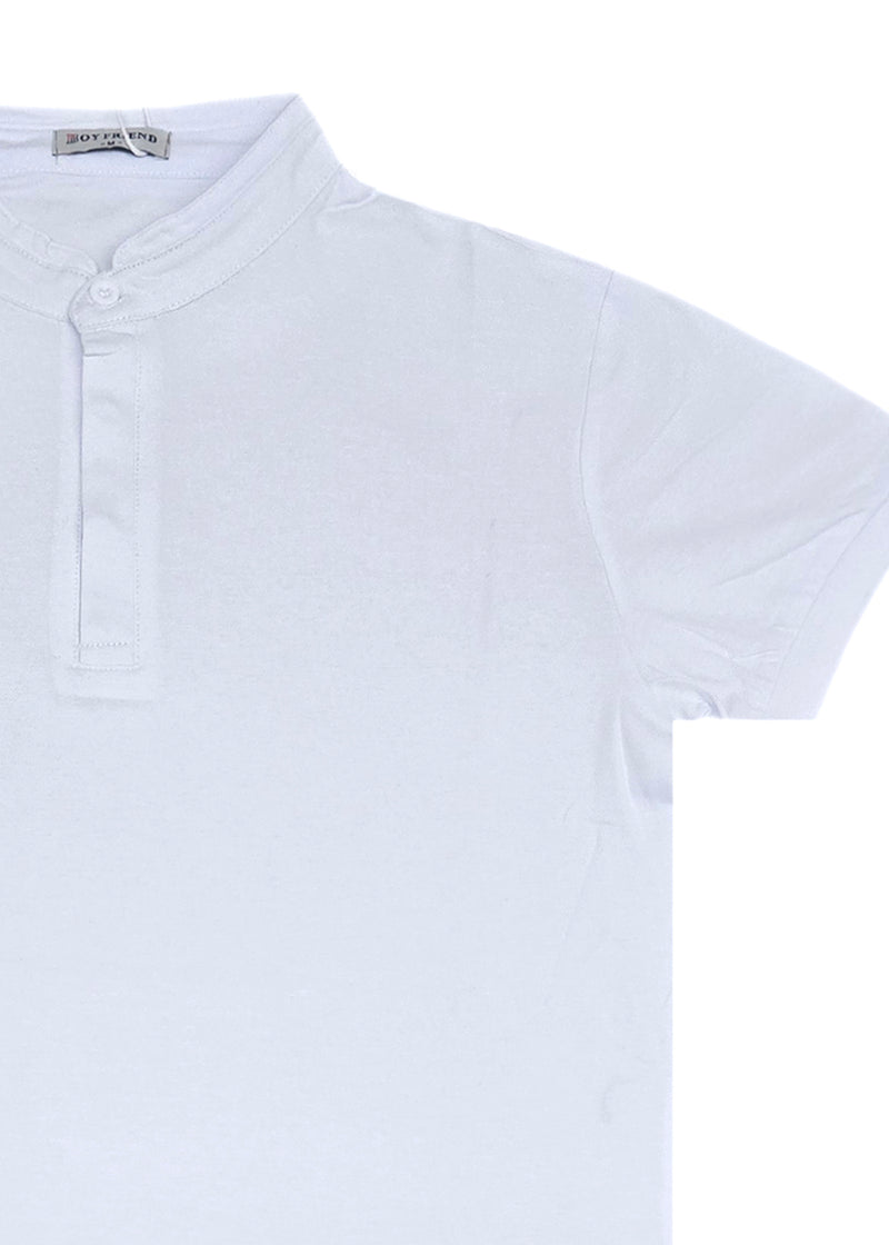 Κοντομάνικη μπλούζα GUF - 00124-4 - mao polo slim fit tee λευκό