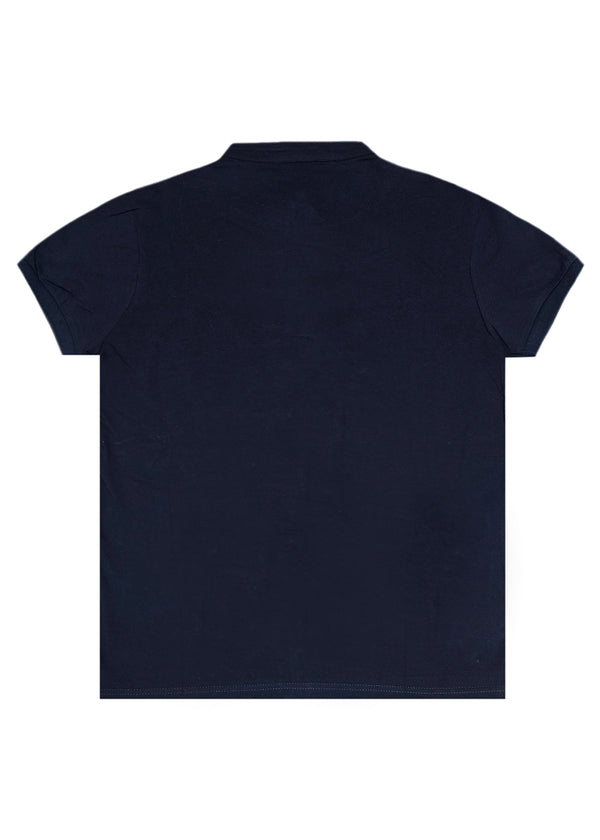 Κοντομάνικη μπλούζα GUF - 00124-5 - mao polo slim fit tee μπλε σκούρο