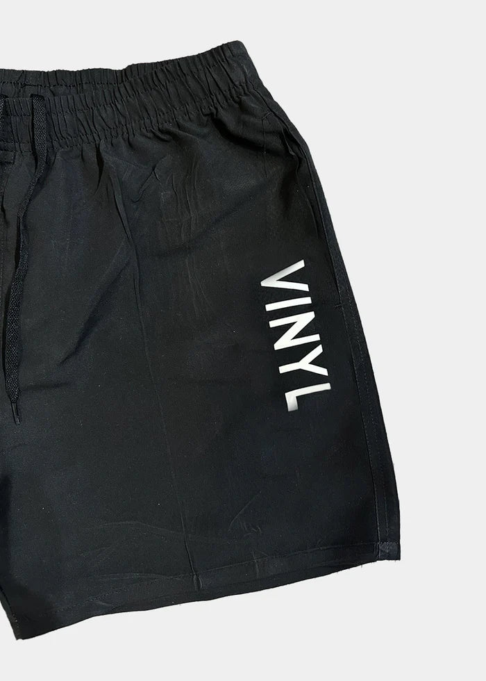 Ανδρικό μαγιό Vinyl Art Clothing - 00489-01 - minimal side logo midi swim boxer μαύρο