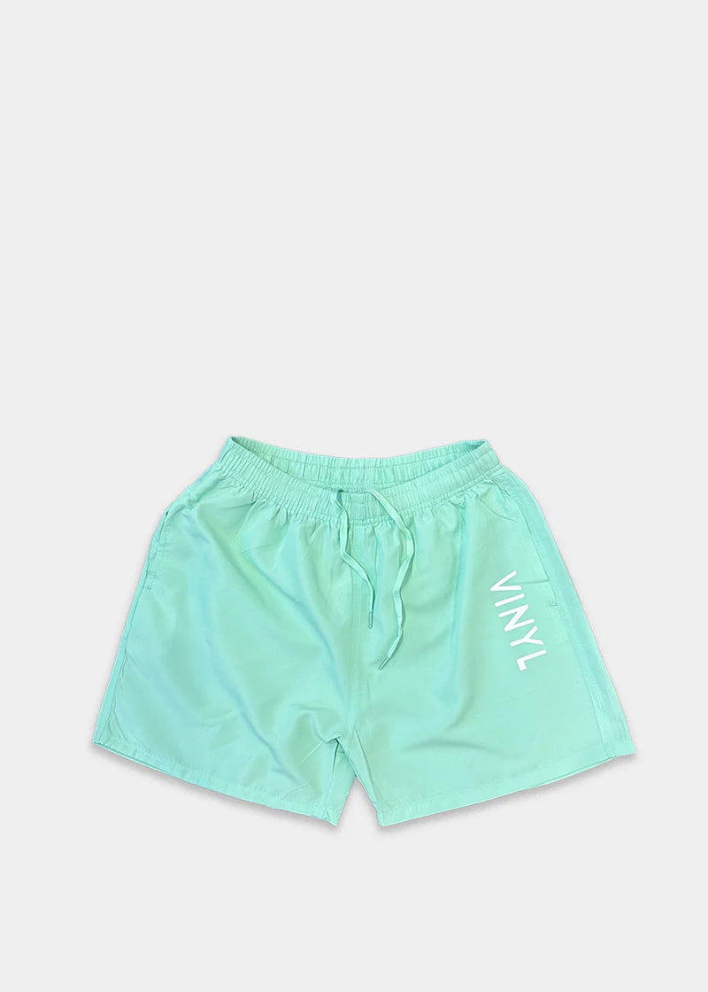 Ανδρικό μαγιό Vinyl Art Clothing - 00489-07 - minimal side logo midi swim boxer μέντα