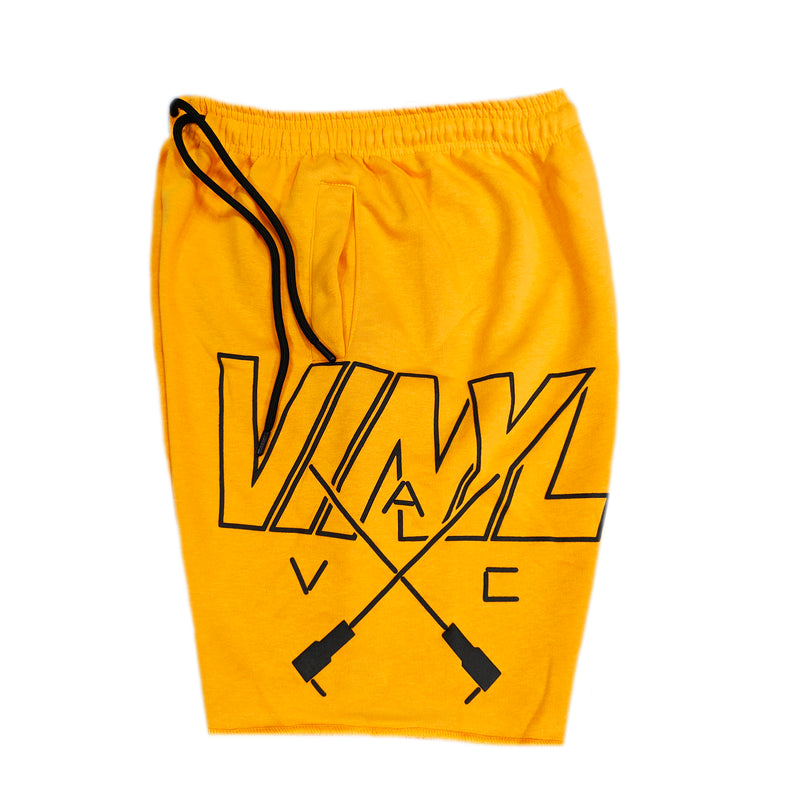 Vinyl art clothing cross logo shorts - yellow
