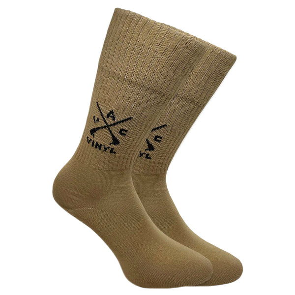 Vinyl art clothing - 02030-77-ONE - logo socks one pair  - brown