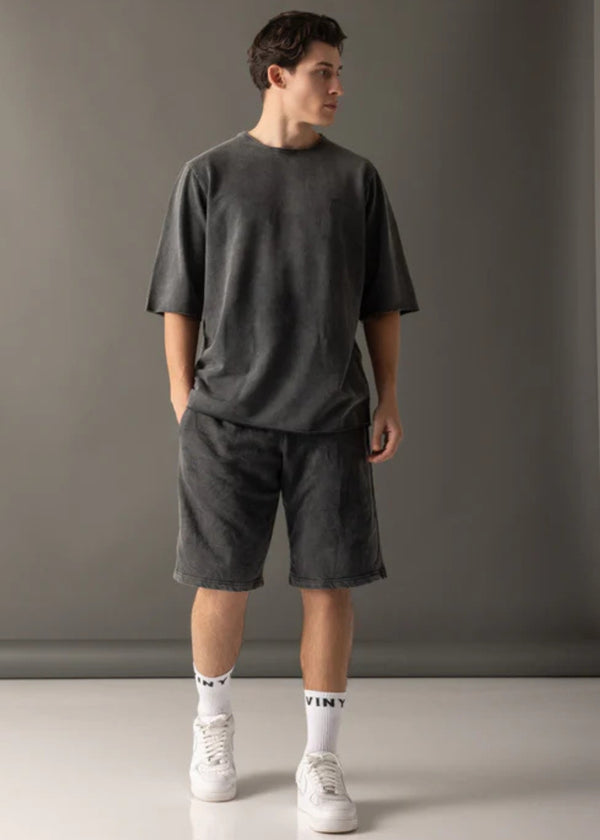 Ανδρική βερμούδα Vinyl Art Clothing - 02520-01 -  regular fit  premium washed shorts μαύρο