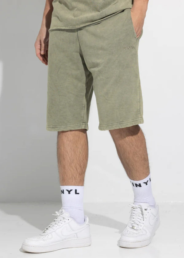 Ανδρική βερμούδα Vinyl Art Clothing - 02520-04 -  regular fit  premium washed shorts χακί
