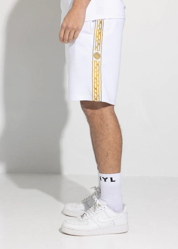 Ανδρική βερμούδα Vinyl Art Clothing - 02617-02 - regular fit gold taped shorts shorts λευκό