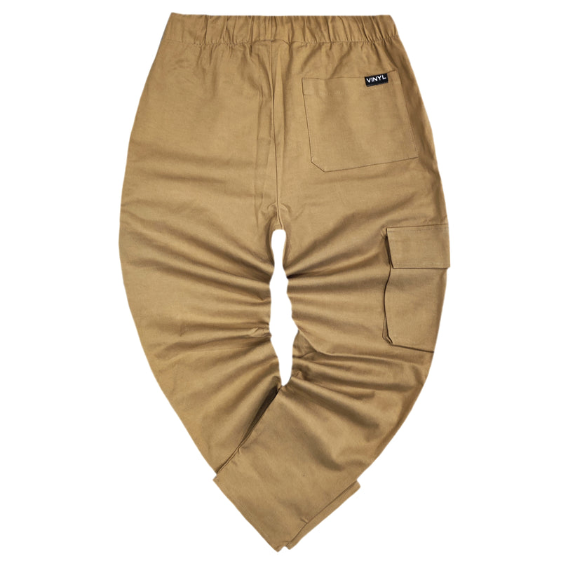 Vinyl art clothing - 02712-33 - cinched waist cargo pants - brown - S /  BROWN