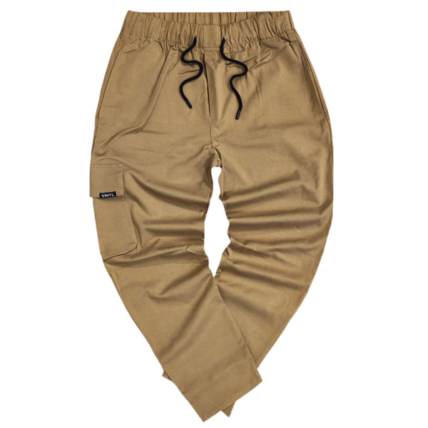 Ανδρικό Παντελόνι Vinyl art clothing - 02712-33 - cinched waist cargo pants καφέ
