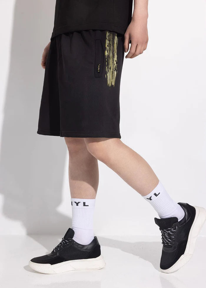 Ανδρική βερμούδα Vinyl Art Clothing - 02723-01 - golden aura regular fit shorts μαύρο