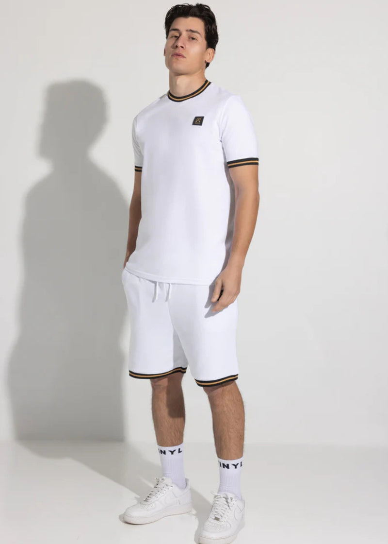 Ανδρική βερμούδα Vinyl Art Clothing - 02980-02 - striped ends shorts regular fit λευκό