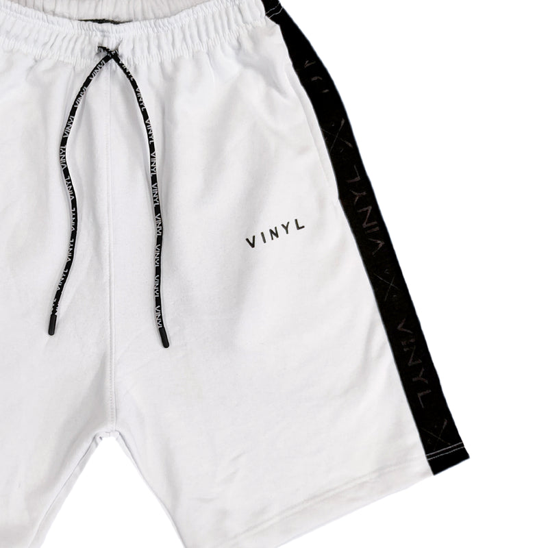 Vinyl art clothing - 04110-02 - shorts with logo tape - white
