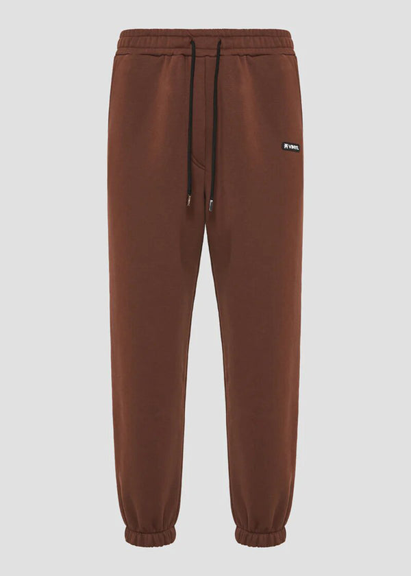 Ανδρική φόρμα Vinyl Art Clothing-04815-33-cotton relaxed fit-emblem sweatpants καφέ
