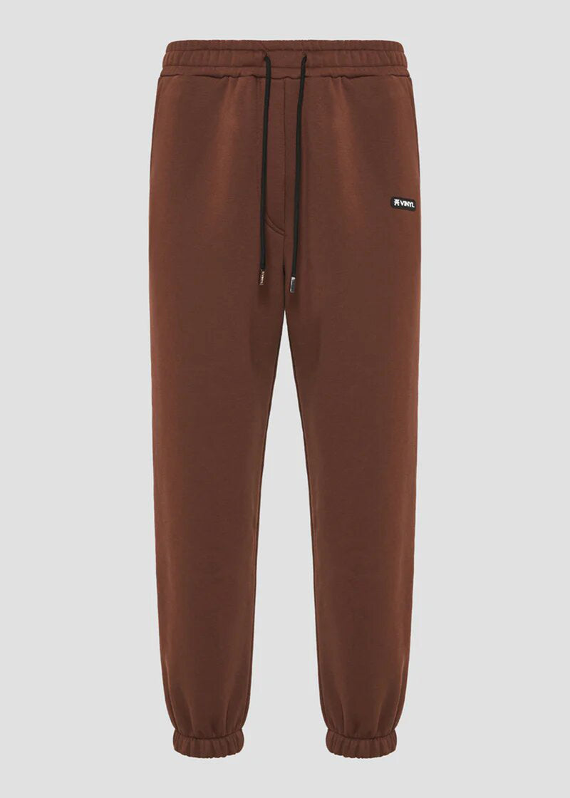 Ανδρική φόρμα Vinyl Art Clothing-04815-33-cotton relaxed fit-emblem sweatpants καφέ