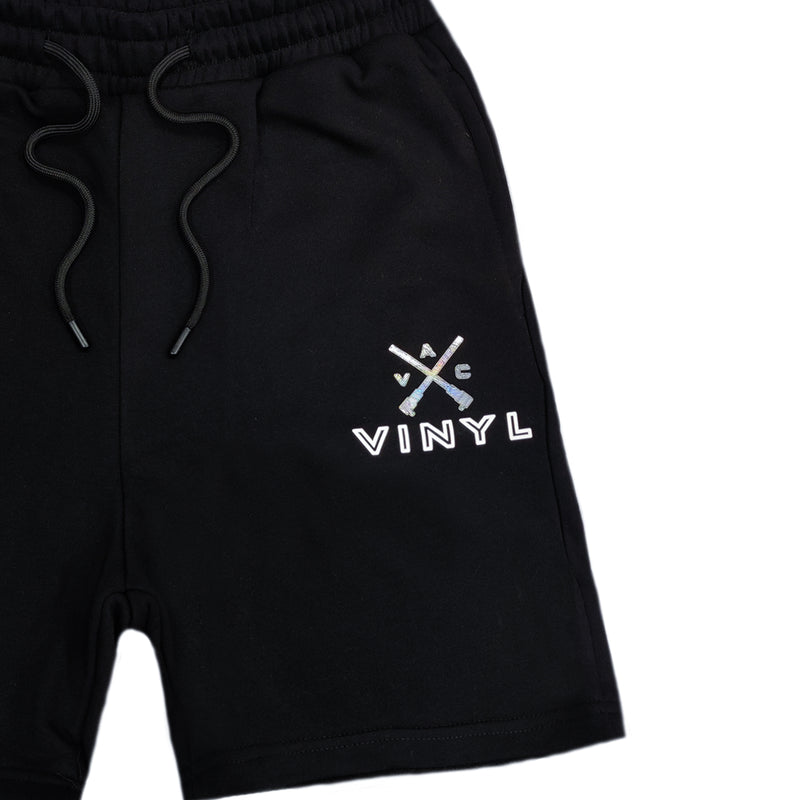 Ανδρική βερμούδα Vinyl art clothing - 05970-01 - elevated logo shorts μαύρο