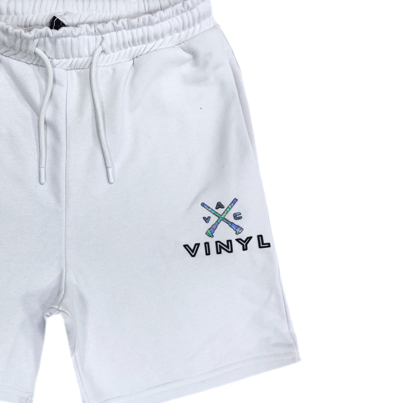 Ανδρική βερμούδα Vinyl art clothing - 05970-02 - elevated logo shorts λευκό