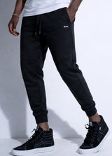 Ανδρική φόρμα μαύρη χωρίς χνούδι Vinyl Art Clothing-06350-01-Cotton regular fit-core sweatpants