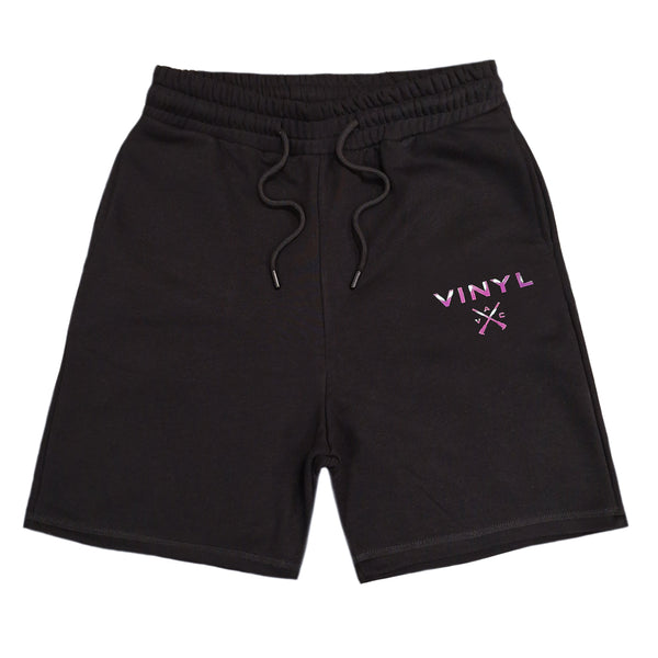 Vinyl art clothing - 09524-01 - iridescent logo shorts - black