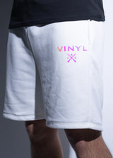 Vinyl art clothing - 09524-02 - iridescent logo shorts - white