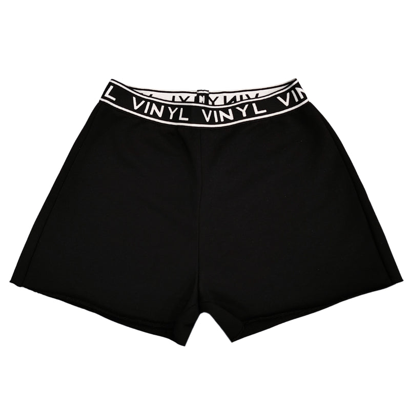 Γυναικεία βερμούδα Vinyl art clothing - 09810-01 - shorts with logo tape μαύρο