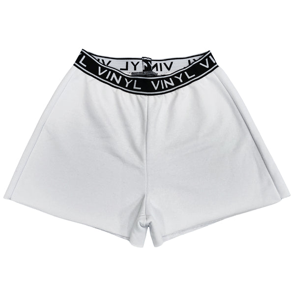 Γυναικεία βερμούδα Vinyl art clothing - 09810-02 - shorts with logo tape λευκό
