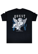 QUEST CLOTHING Ανδρική κοντομάνικη μπλούζα μαύρη 09 ANG-black