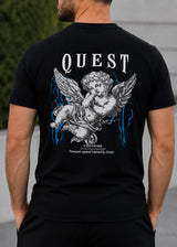 QUEST CLOTHING Ανδρική κοντομάνικη μπλούζα μαύρη 09 ANG-black