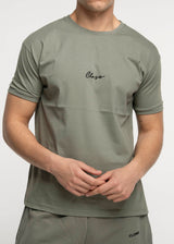 Ανδρική κοντομάνικη μπλούζα Close Society-100-15-khaki simple logo