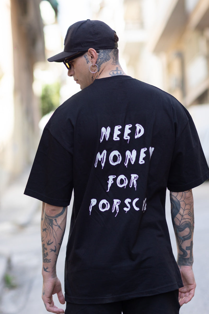 Ανδρική κοντομάνικη μπλούζα Close society - S24-205 - porche logo OVERSIZED fit tee μαύρο