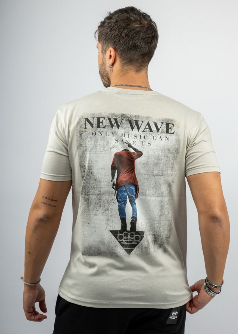 Ανδρική Κοντομάνικη Μπλούζα New wave clothing - 241-28 - music logo γκρι ανοιχτό