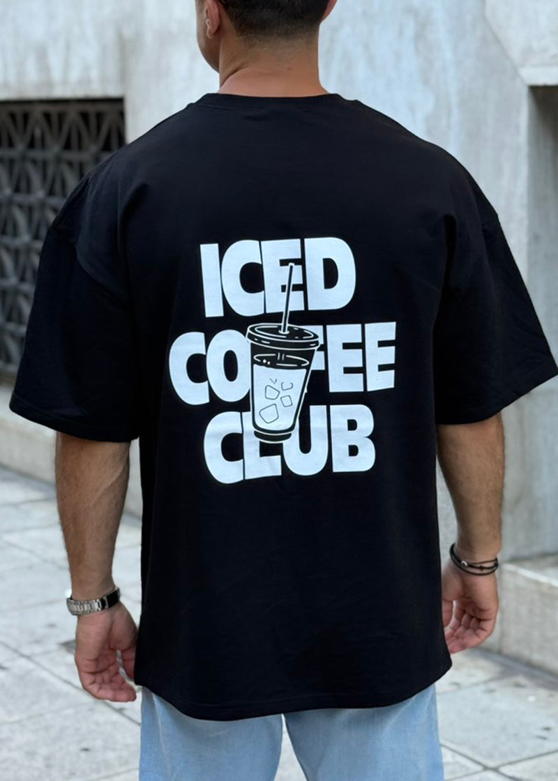 Ανδρική κοντομάνικη μπλούζα Close society - S25-108 - iced coffee oversized -μαύρο
