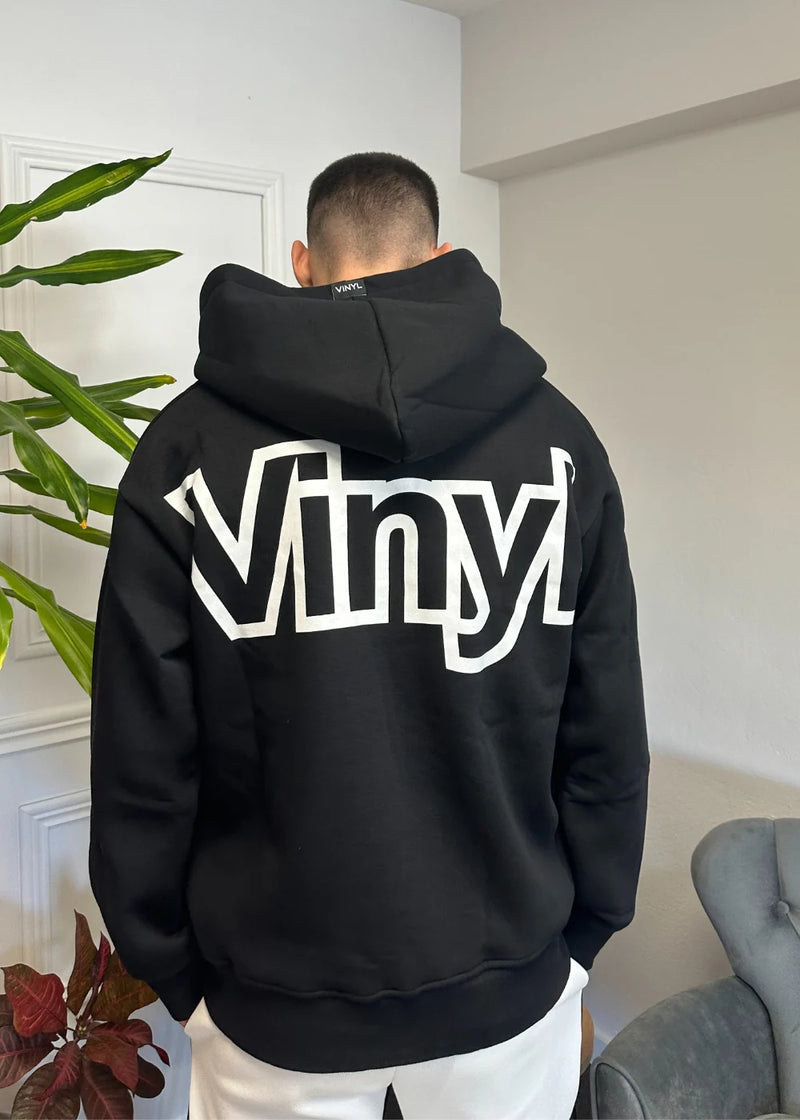 Μακρυμάνικο φούτερ με κουκούλα Vinyl art clothing - 24852-01 - OVERSIZED GRAPHIC μαύρο