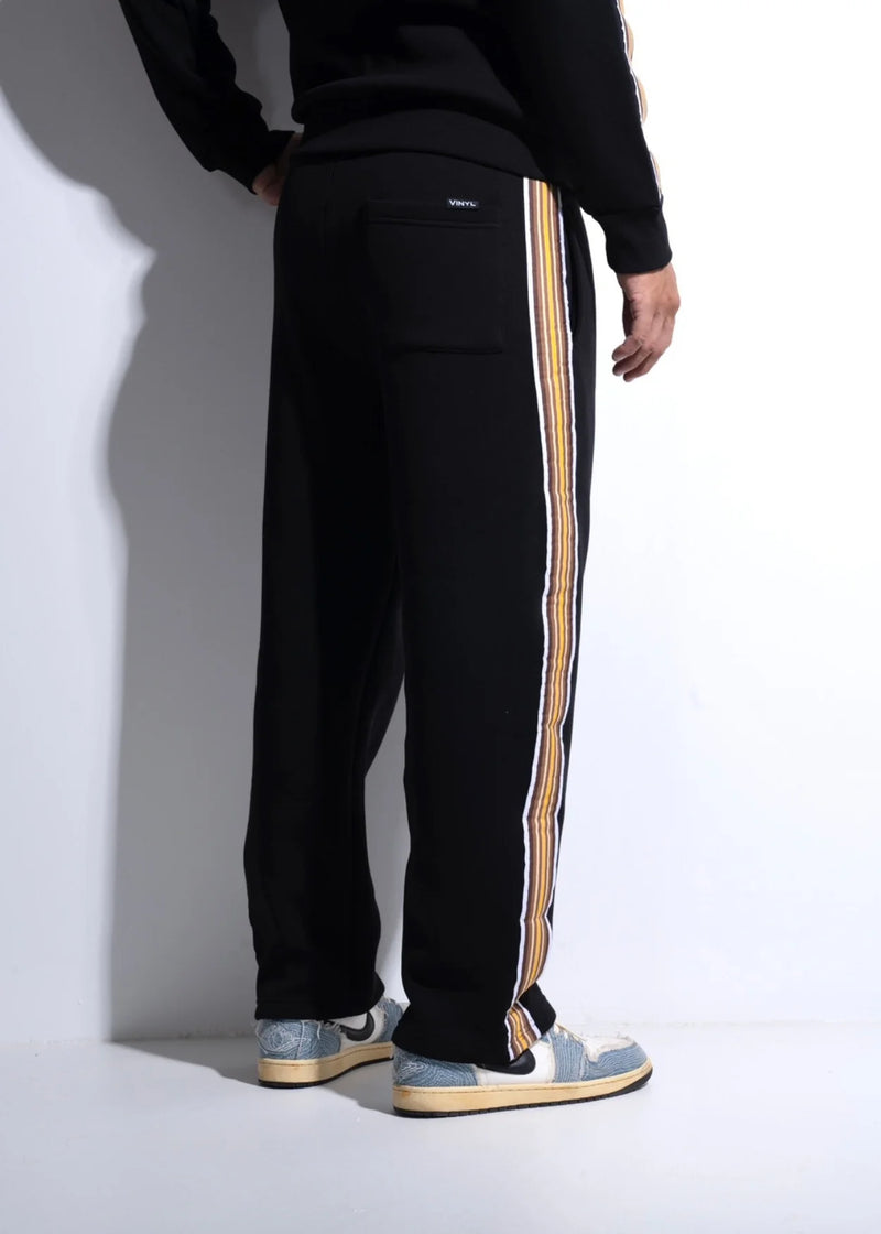 Ανδρική φόρμα Vinyl art clothing - 03270-01 - regular fit striped tape pants sweatpant μαύρο