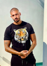 Vinyl art clothing black star tiger t-shirt