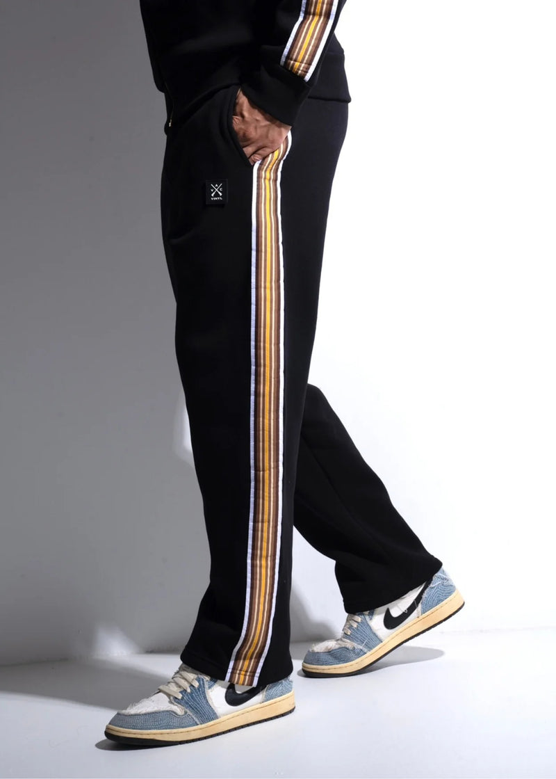 Ανδρική φόρμα Vinyl art clothing - 03270-01 - regular fit striped tape pants sweatpant μαύρο