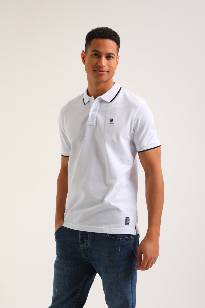 Ανδρική κοντομάνικη μπλούζα New World Polo - POLO-1002 - colar t-shirt λευκό