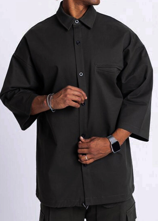 Ανδρικό πουκάμισο Devoted-10110B-Minimalist Oversized Shirt Black