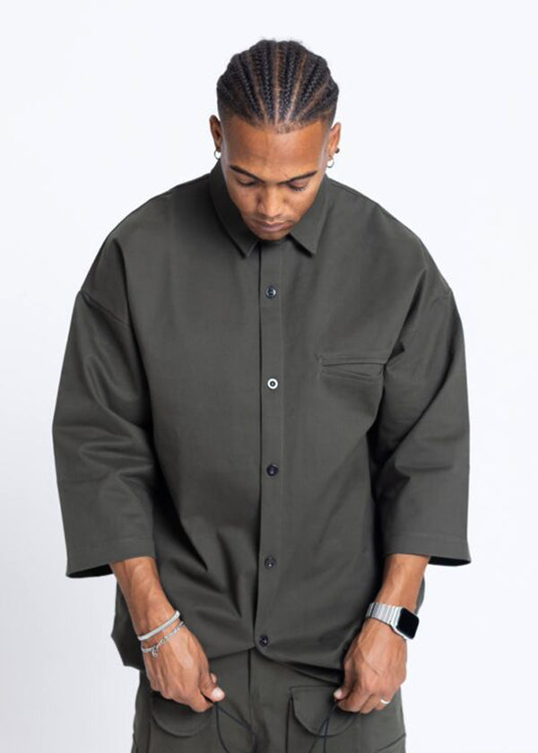 Ανδρικό πουκάμισο Devoted-10110B-Minimalist Oversized Shirt Black