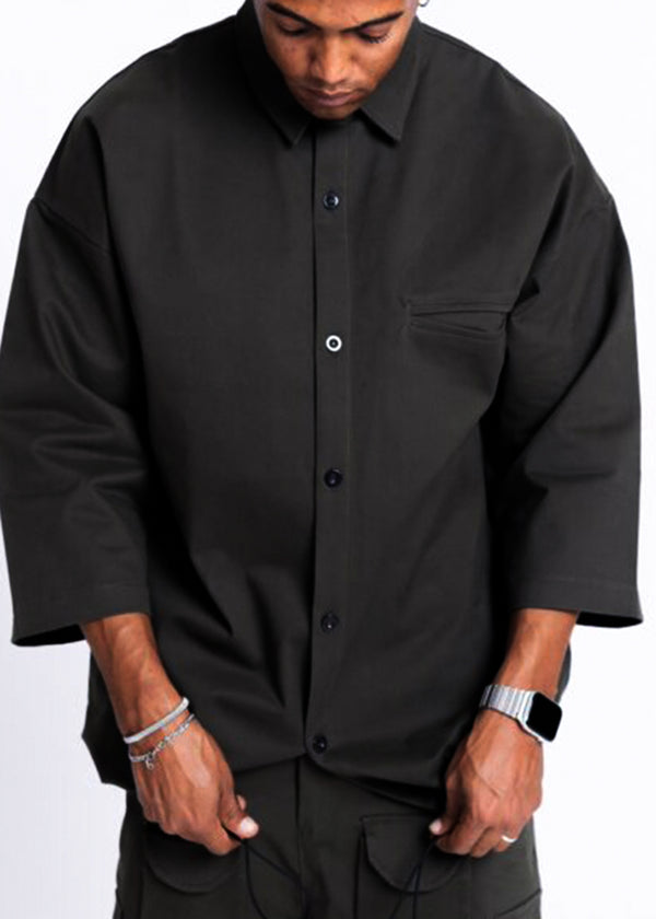 Ανδρικό πουκάμισο Devoted-10110B-Minimalist Oversized Shirt Black