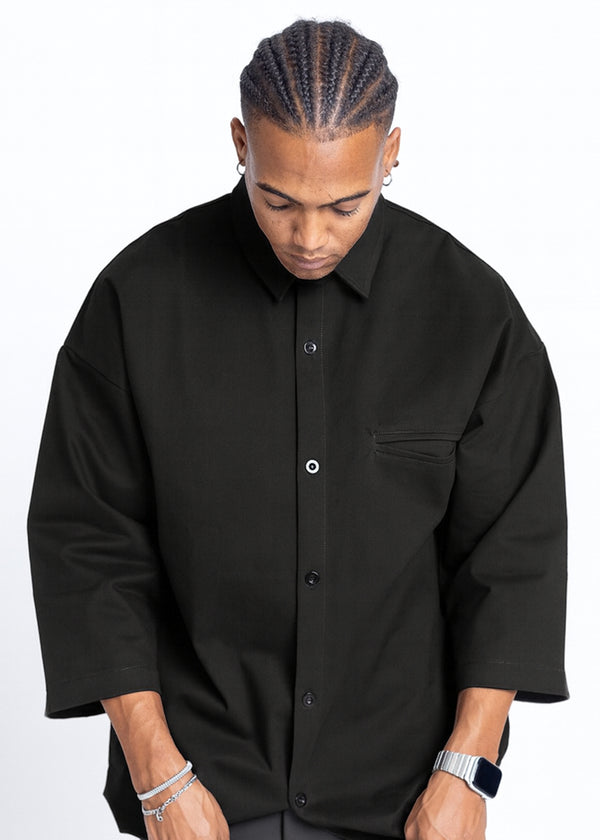 Ανδρικό πουκάμισο Devoted-10110B-Minimalist Oversized Shirt Black