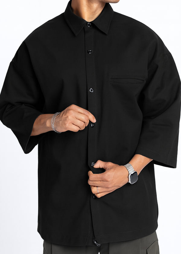 Ανδρικό πουκάμισο Devoted-10110B-Minimalist Oversized Shirt Black