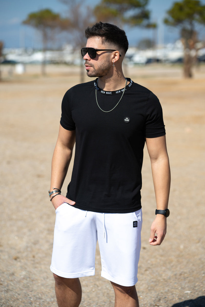 Ανδρική κοντομάνικη μπλούζα New wave clothing - 231-48 - elastic t-shirt μαύρο