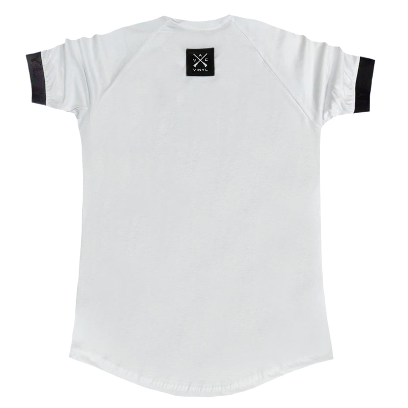 Vinyl art clothing tape cuff sleeve t-shirt - white