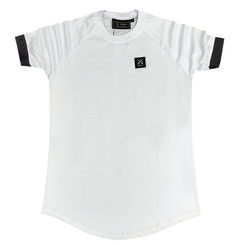 Vinyl art clothing - 10918-02 - tape cuff sleeve t-shirt - white