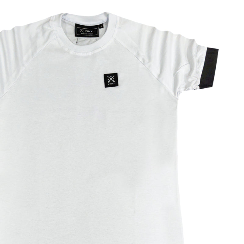 Ανδρική κοντομάνικη μπλούζα Vinyl art clothing - 10918-02 - tape cuff sleeve λευκό