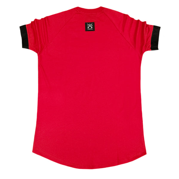 Vinyl art clothing tape cuff sleeve t-shirt - red