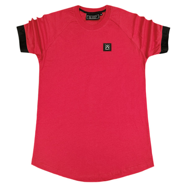 Vinyl art clothing tape cuff sleeve t-shirt - red