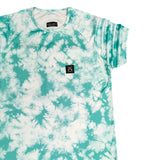 Vinyl art clothing - 10980-24 - batik t-shirt with tie-dye print - teal
