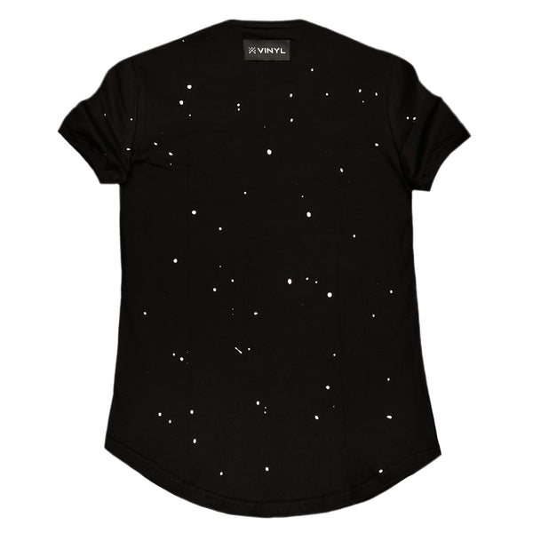 Ανδρική κοντομάνικη μπλούζα Vinyl art clothing - 11510-01 - handmade paint splatter t-shirt μαύρο
