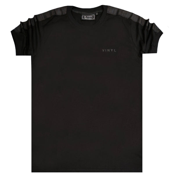 Ανδρική κοντομάνικη μπλούζα Vinyl art clothing - 11605-01 - t-shirt with black tape μαύρο