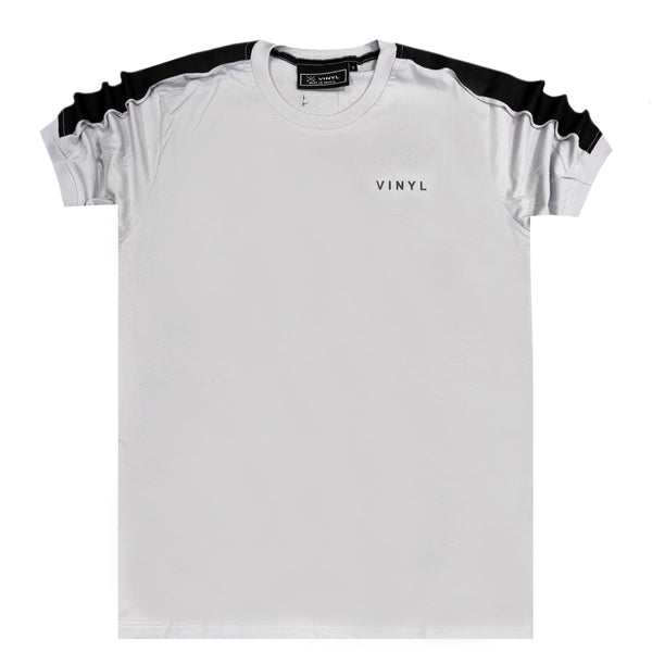 Ανδρική κοντομάνικη μπλούζα Vinyl art clothing - 11605-09 - t-shirt with black tape ανοιχτό γκρι