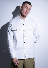 Ανδρικό πουκάμισο ζακέτα Vinyl art clothing - 12520-02 - denim overshirt λευκό